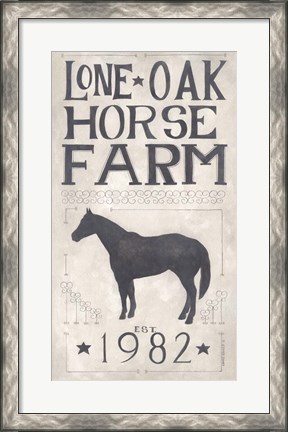 Framed Lone Oak Horse Farm Print