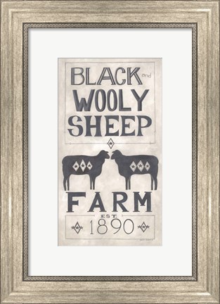 Framed Black Wooly Sheep Print