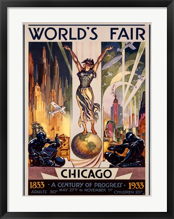 Framed Chicago World&#39;s Fair 1933 Print