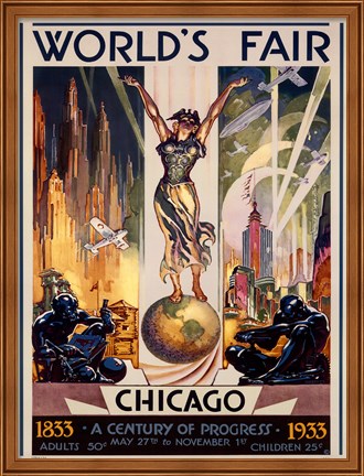 Framed Chicago World&#39;s Fair 1933 Print