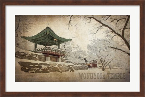 Framed Vintage Winter at Wonhyosa Temple, Korea, Asia Print