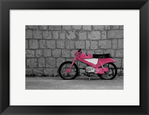 Framed Pop of Color Pink Motorcycle Print