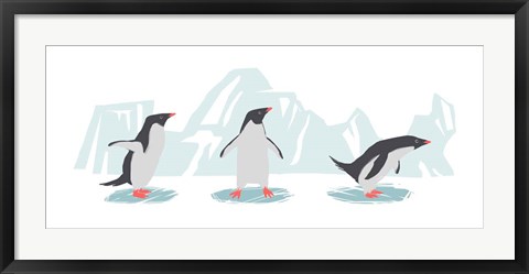 Framed Minimalist Penguin Trio, Boys Print