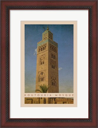 Framed Vintage Koutoubia Mosque, Marrakesh, Morocco, Africa Print