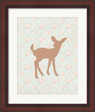 Framed Fawn on Floral Print