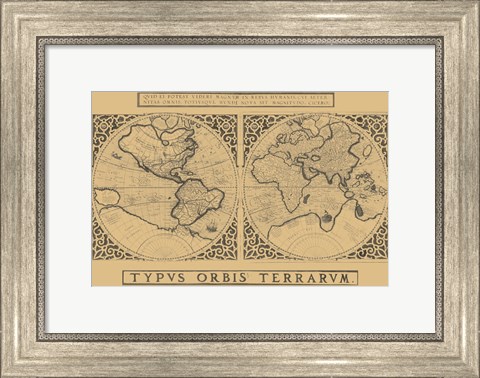 Framed Mercator&#39;s World Map, 1524 Print