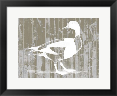 Framed Woodgrain Fowl I Print