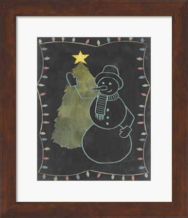 Framed Chalkboard Snowman I Print