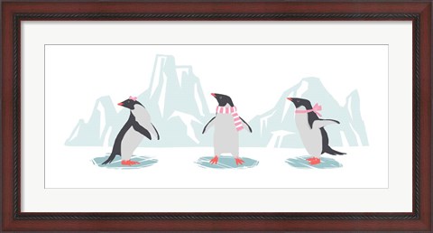 Framed Minimalist Penguin Trio, Girls Print