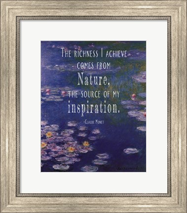 Framed Monet Quote Waterlilies at Giverny Print
