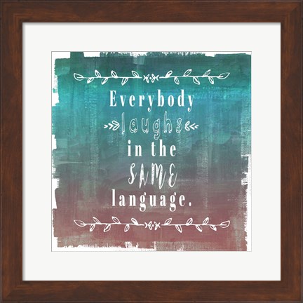 Framed Ombre Everybody Laughs Teal Print