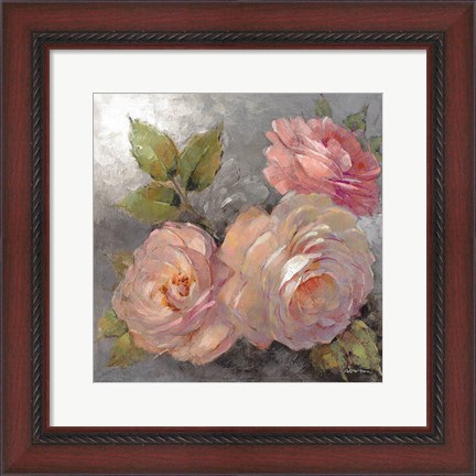 Framed Roses on Gray II Print