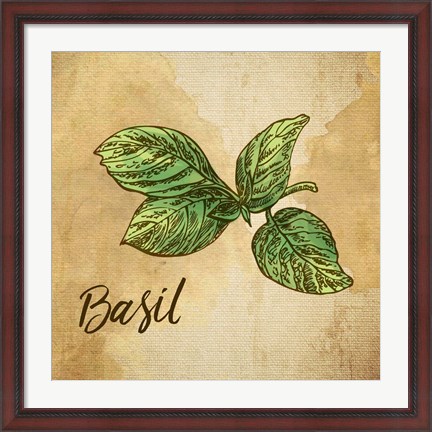 Framed Basil on Burlap Print