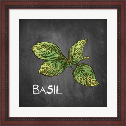Framed Basil on Chalkboard Print