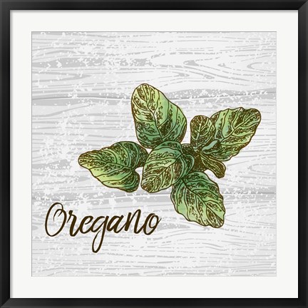 Framed Oregano on Wood Print