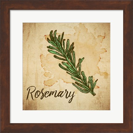 Framed Rosemary on Burlap Print