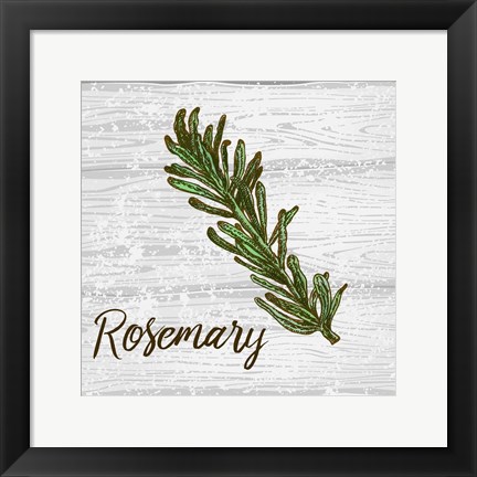 Framed Rosemary on Wood Print