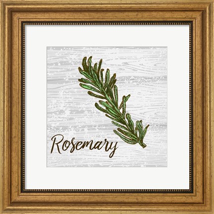 Framed Rosemary on Wood Print