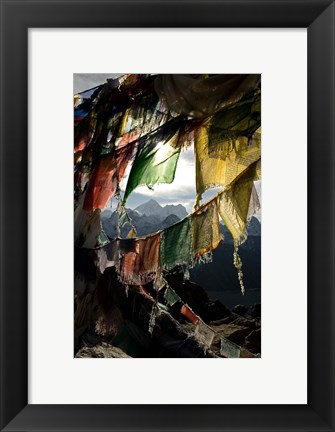Framed Prayer flags on Summit of Gokyo Ri, Everest region, Mt Everest, Nepal Print