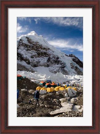 Framed Tents Scattered along Khumbu Glacier,  Mt Everest, Nepal Print