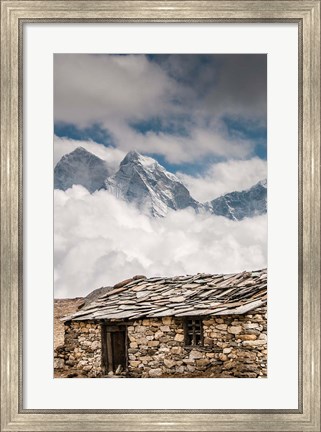 Framed Stone hut, Khumbu Valley, Nepal Print