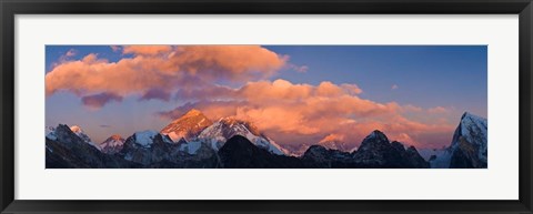 Framed Snowcapped Mountain Peaks, Mt Everest Print