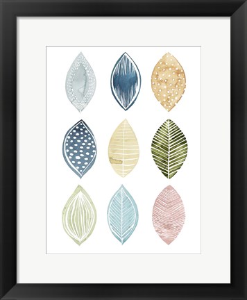 Framed Patterned Leaves I Print