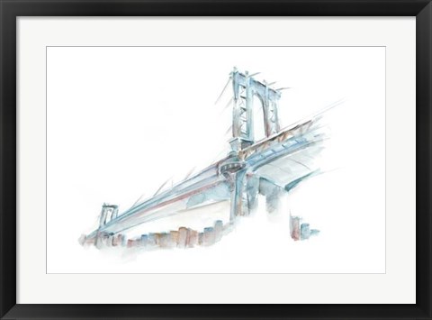 Framed Watercolor Bridge Sketch I Print