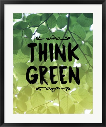 Framed Think Green Ombre Leaves Print