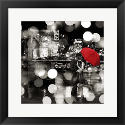 Framed Kiss in the Night (BW detail) Print