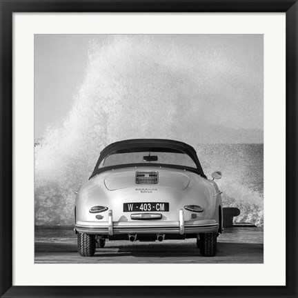 Framed Ocean Waves Breaking on Vintage Beauties  (BW detail 2) Print