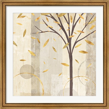 Framed Watercolor Forest Gold III Print