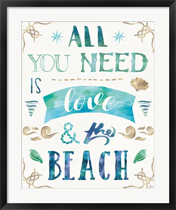 Framed Love and the Beach I Print