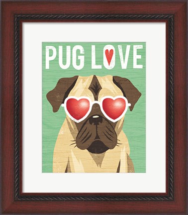 Framed Beach Bums Pug I Love Print