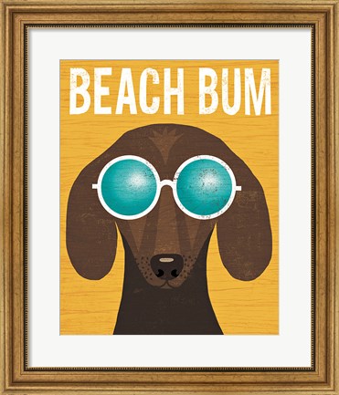 Framed Beach Bums Dachshund I Bum Print