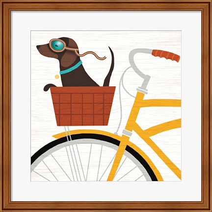 Framed Beach Bums Dachshund Bicycle I Print