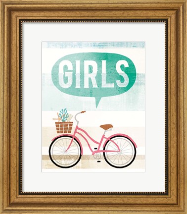 Framed Beach Cruiser Girls II Print
