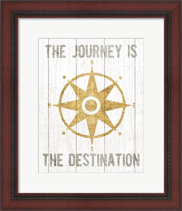 Framed Beachscape IV Compass Quote Gold Neutral Print