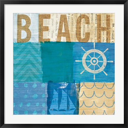 Framed Beachscape Collage IV Print