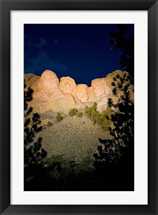 Framed Mount Rushmore National Memorial Lit Up, South Dakota Print