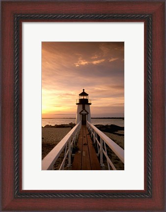 Framed Brant Point lighthouse at Dusk, Nantucket Print