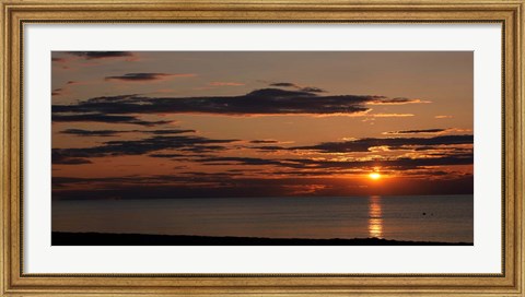 Framed Sunset over the ocean, Jetties Beach, Nantucket, Massachusetts Print