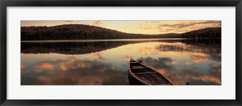 Framed Water And Boat, Maine, New Hampshire Border Print