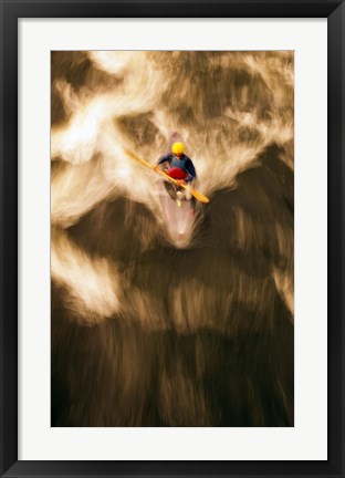 Framed Birds-eye view of kayaker on Androscoggin River, blurred motion, New Hampshire Print