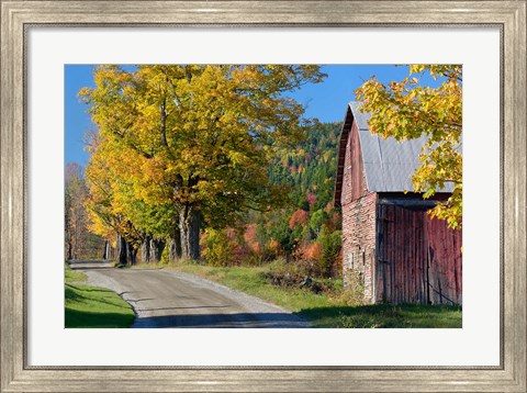 Framed Rural barn, farm in autumn, New Hampshire Print
