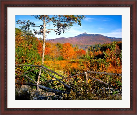Framed Autumn landscape of Mount Chocorua, New England, New Hampshire Print