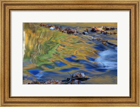 Framed Fall Reflections in the Waters of the Lamprey River, New Hampshire Print