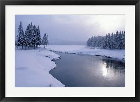 Framed Snow on the Shores of Second Connecticut Lake, Northern Forest, New Hampshire Print