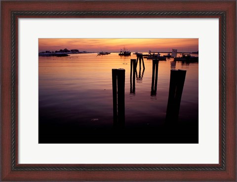 Framed Sunrise on Boats, New Hampshire Print