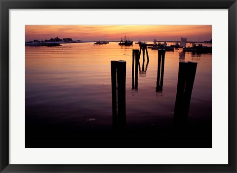 Framed Sunrise on Boats, New Hampshire Print